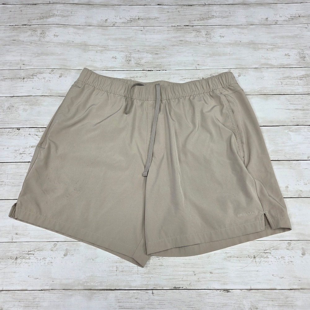 Hollister Shorts Mens L Tan Sport Athletic Drawstring Waist 328T2234 Side Vents
